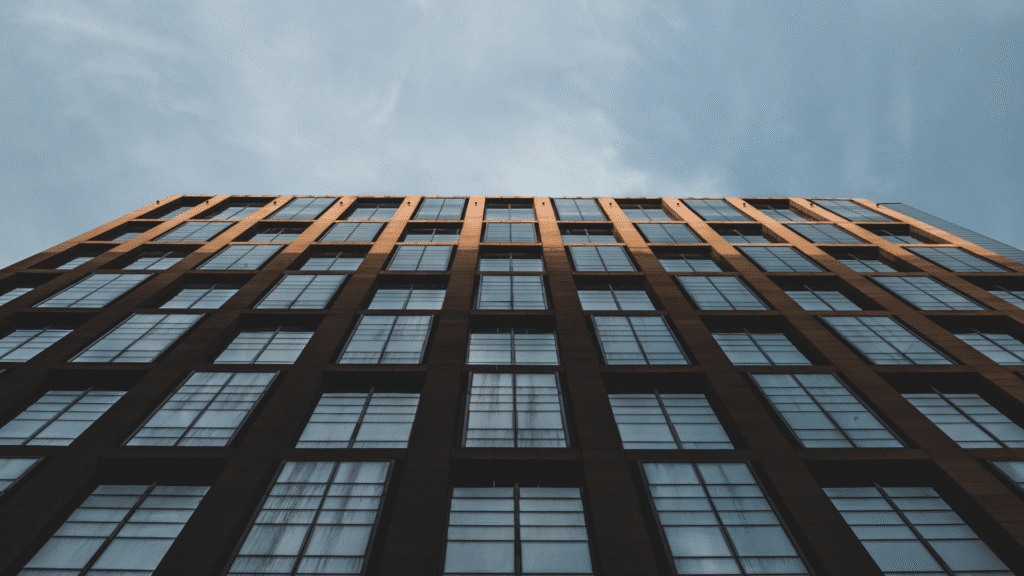 High rise building with cladding