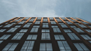 High rise building with cladding