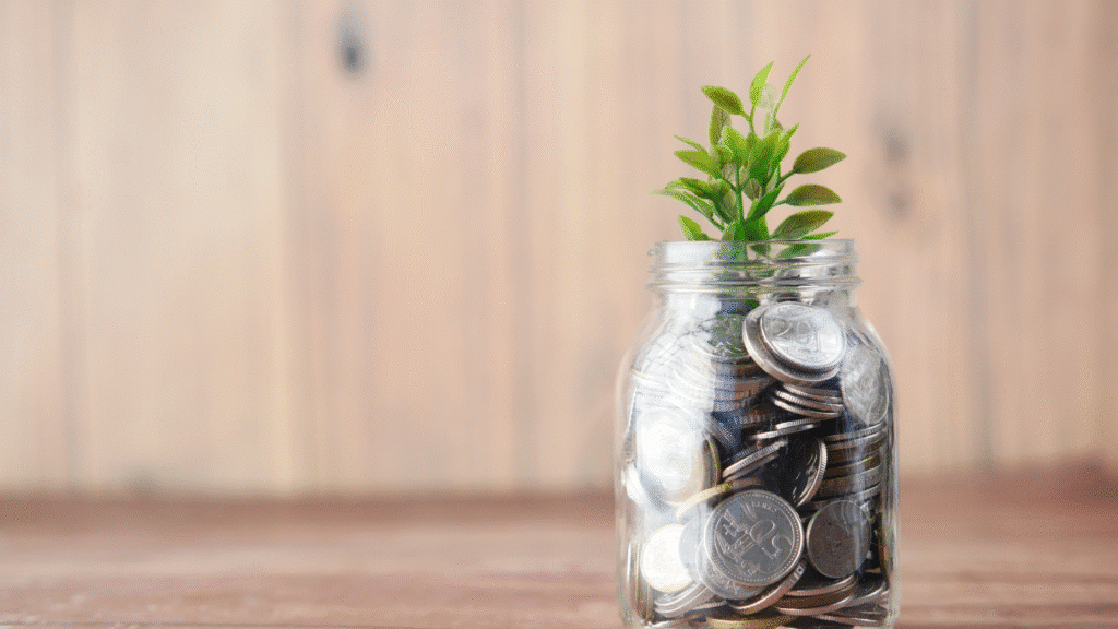 Jar filled with coins